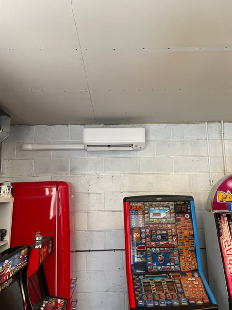 Air conditioning installed in a converted garage games room